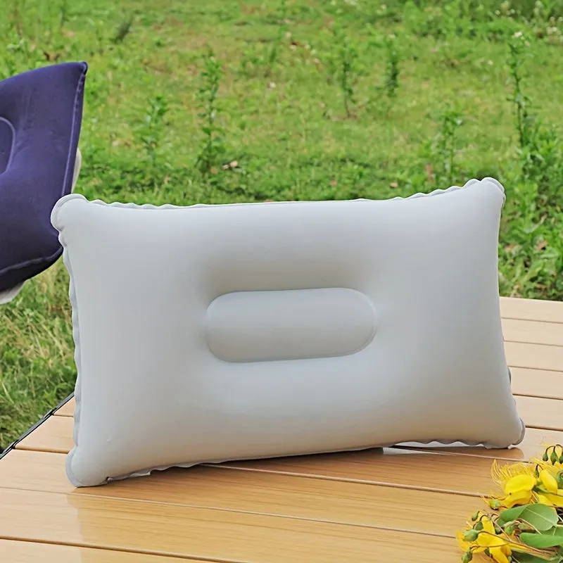 2pcs Inflatable Pillow, Travel Pillow, Flocked Pillow, For Lunch Nap, Outdoor Travel