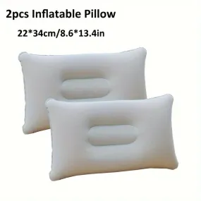 2pcs Inflatable Pillow, Travel Pillow, Flocked Pillow, For Lunch Nap, Outdoor Travel
