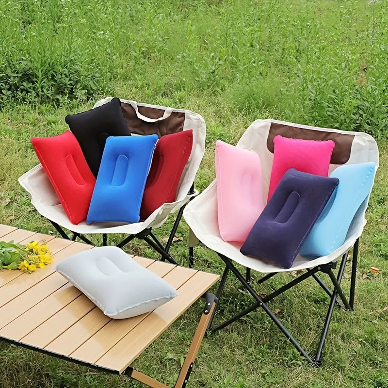 2pcs Inflatable Pillow, Travel Pillow, Flocked Pillow, For Lunch Nap, Outdoor Travel