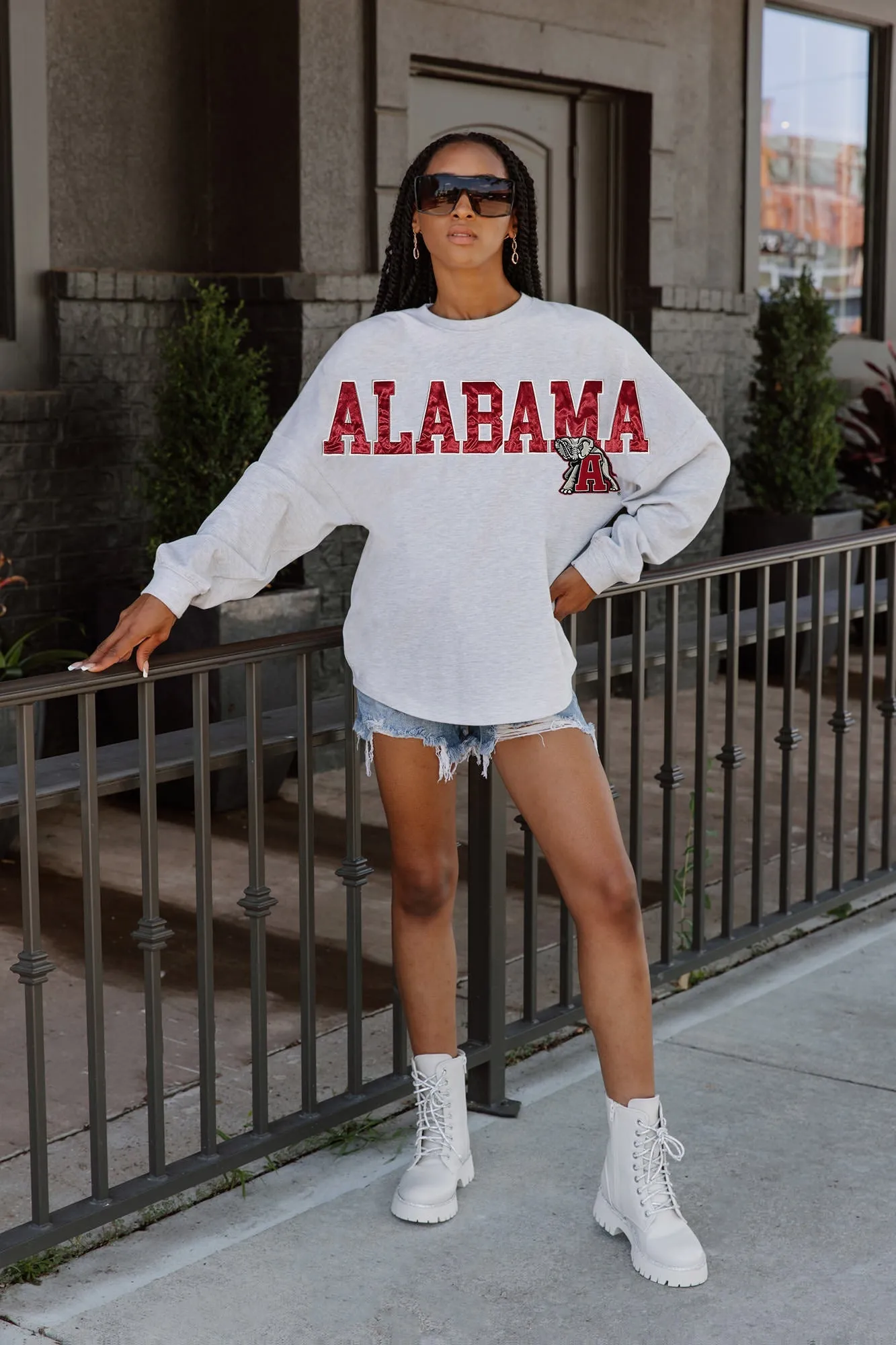 ALABAMA CRIMSON TIDE READY TO RALLY RELAXED FIT HEATHERED LONG SLEEVE FRENCH TERRY PULLOVER