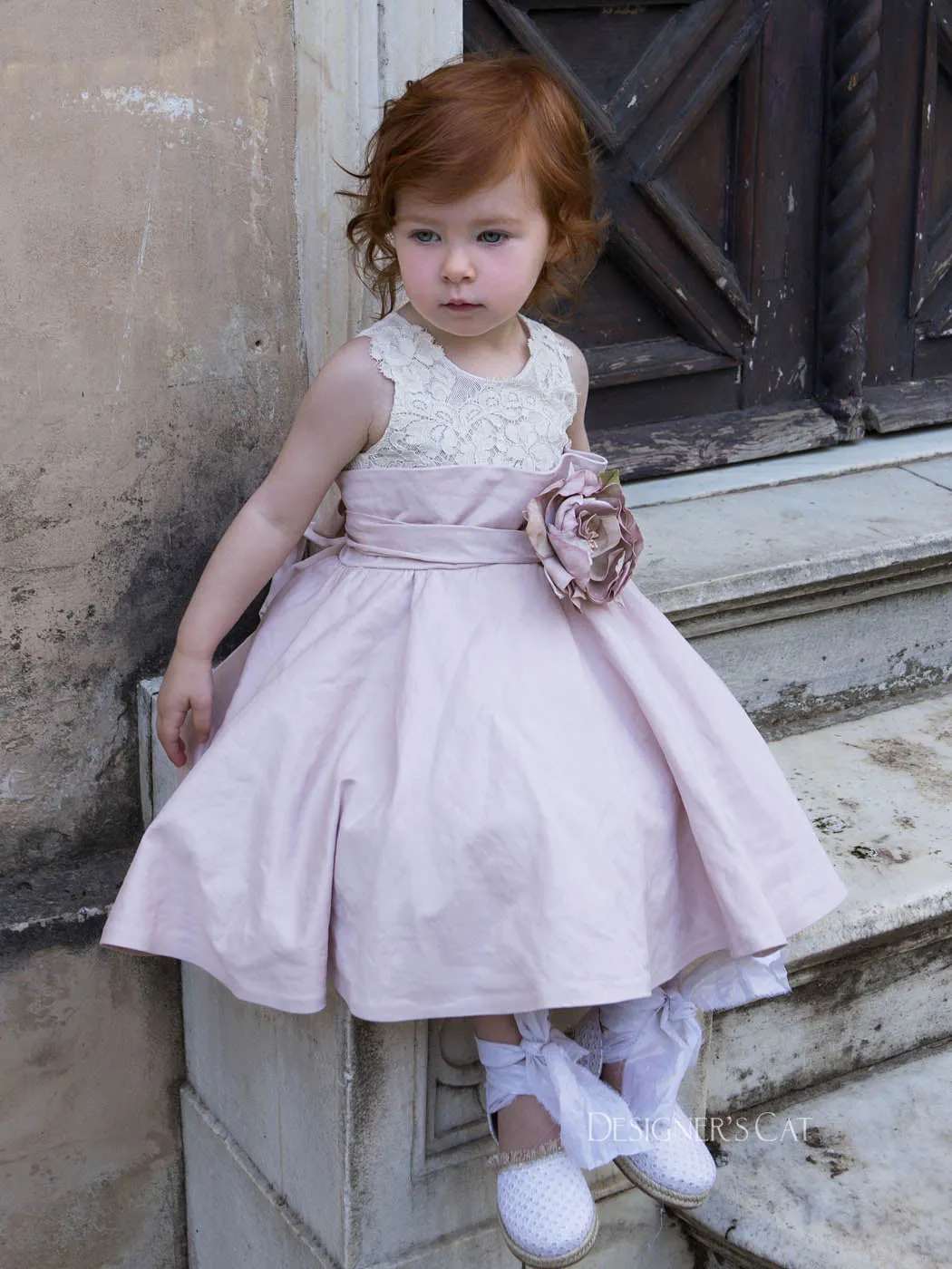 Baptism Evase Dress for girl- ROSALIN pink
