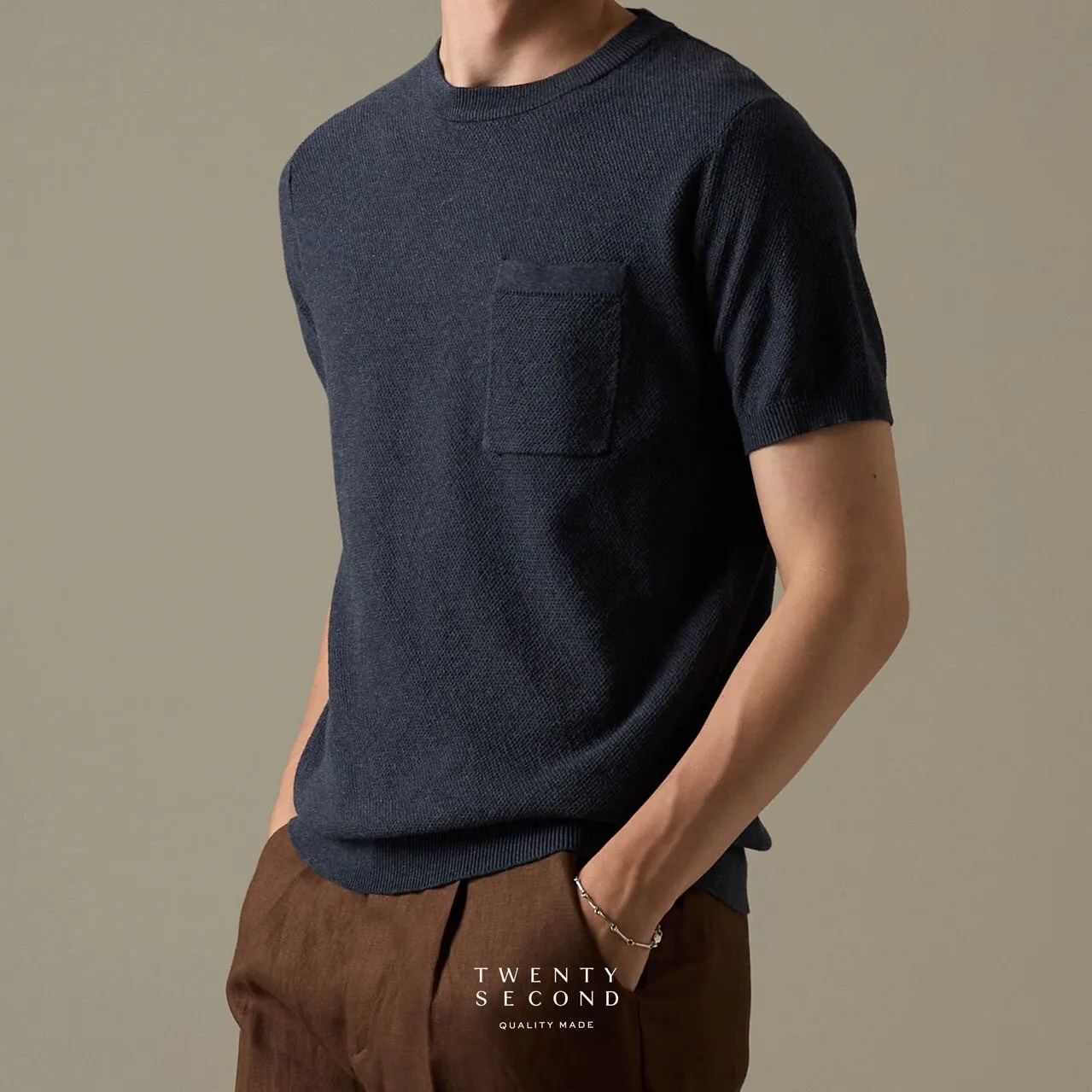 BRANDON KNIT TEE - NAVY