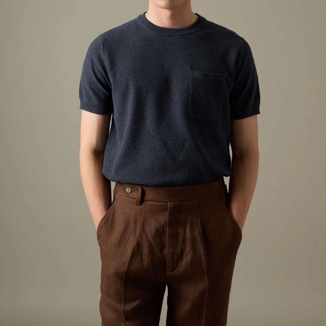 BRANDON KNIT TEE - NAVY