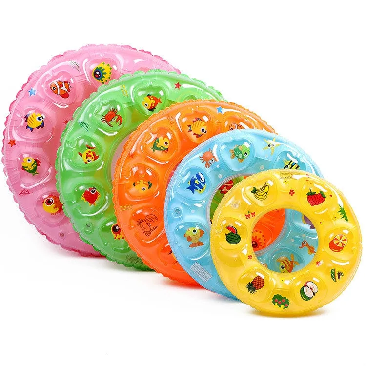 Cartoon Pattern Double Airbag Thickened Inflatable Swimming Ring Crystal Swimming Ring, Size:80 cm(Yellow)