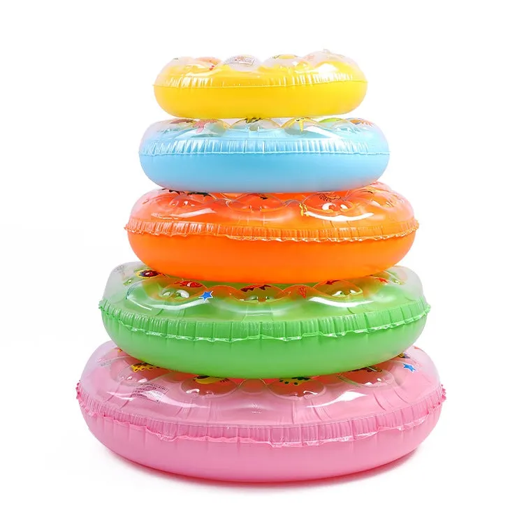Cartoon Pattern Double Airbag Thickened Inflatable Swimming Ring Crystal Swimming Ring, Size:80 cm(Yellow)