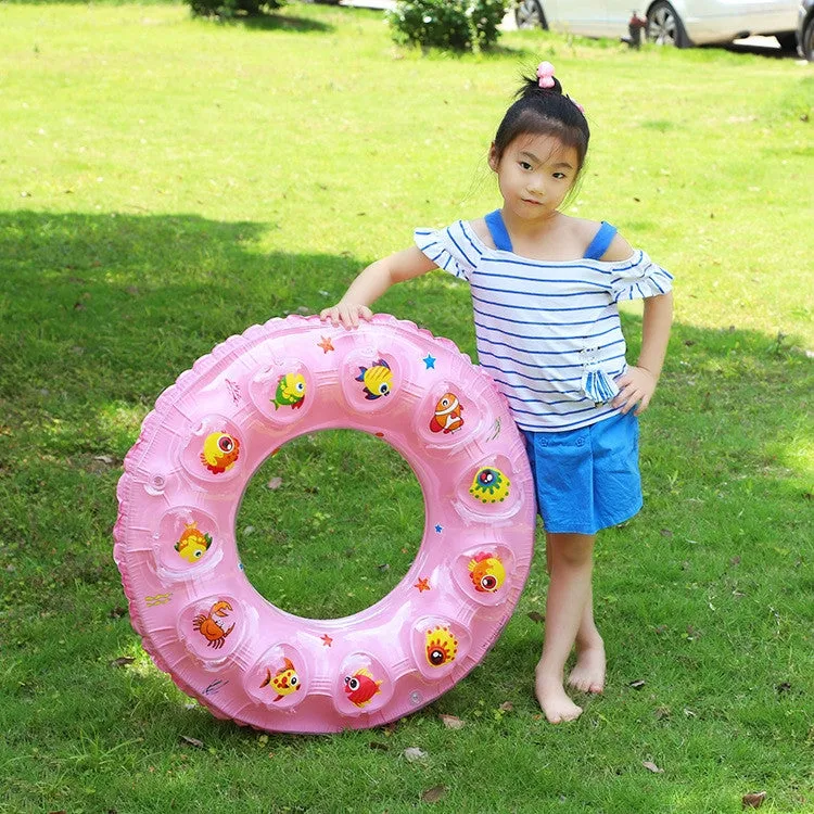 Cartoon Pattern Double Airbag Thickened Inflatable Swimming Ring Crystal Swimming Ring, Size:80 cm(Yellow)