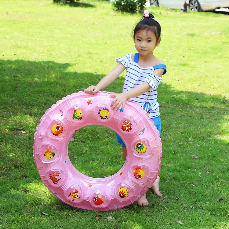 Cartoon Pattern Double Airbag Thickened Inflatable Swimming Ring Crystal Swimming Ring, Size:80 cm(Yellow)