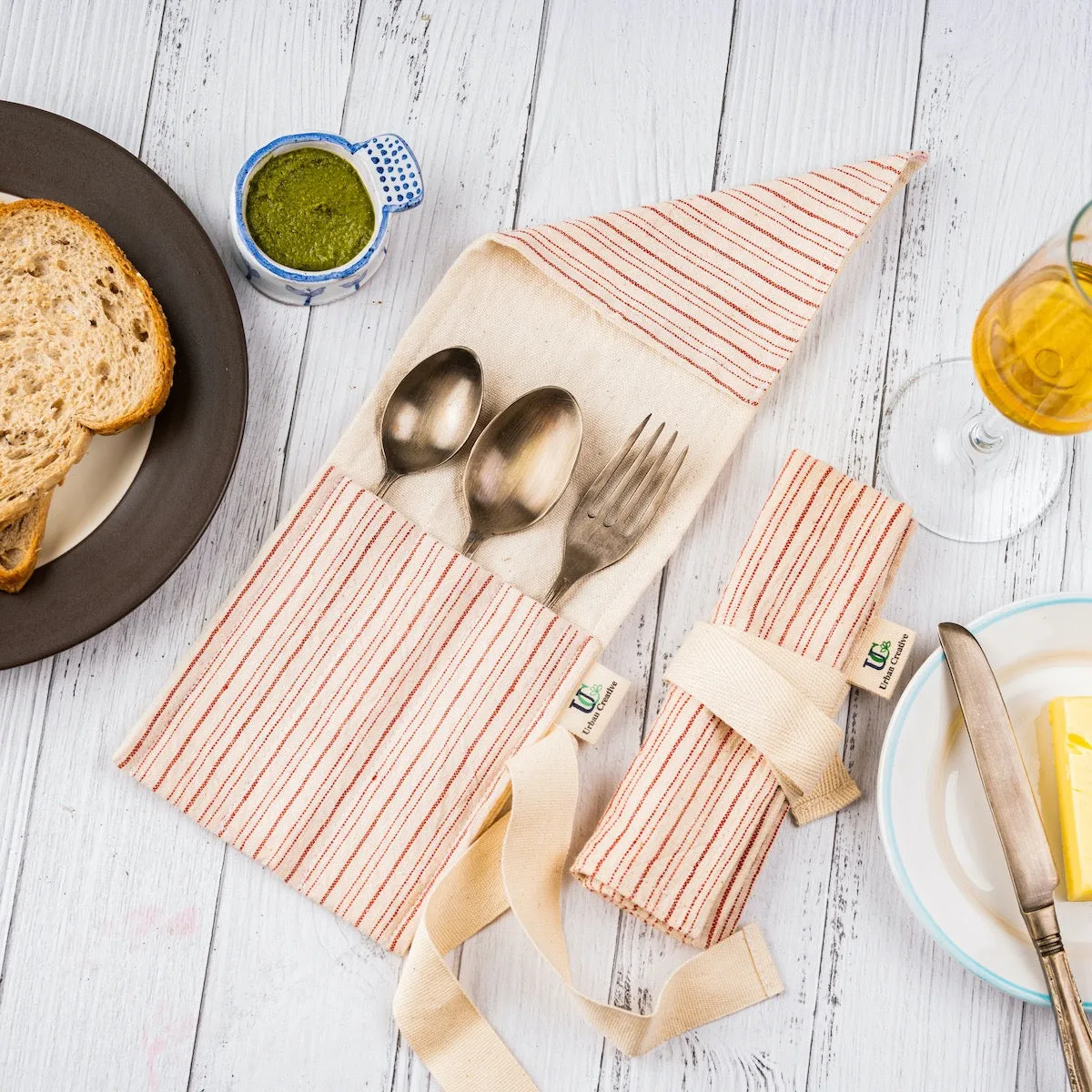 Cutlery Wrap Holder | Kala Cotton | Multi-Pocket And Multi-Purpose | Travel Apt
