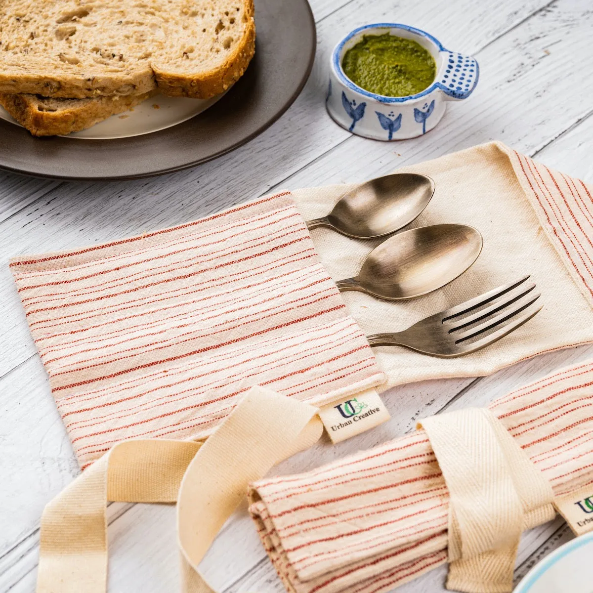 Cutlery Wrap Holder | Kala Cotton | Multi-Pocket And Multi-Purpose | Travel Apt