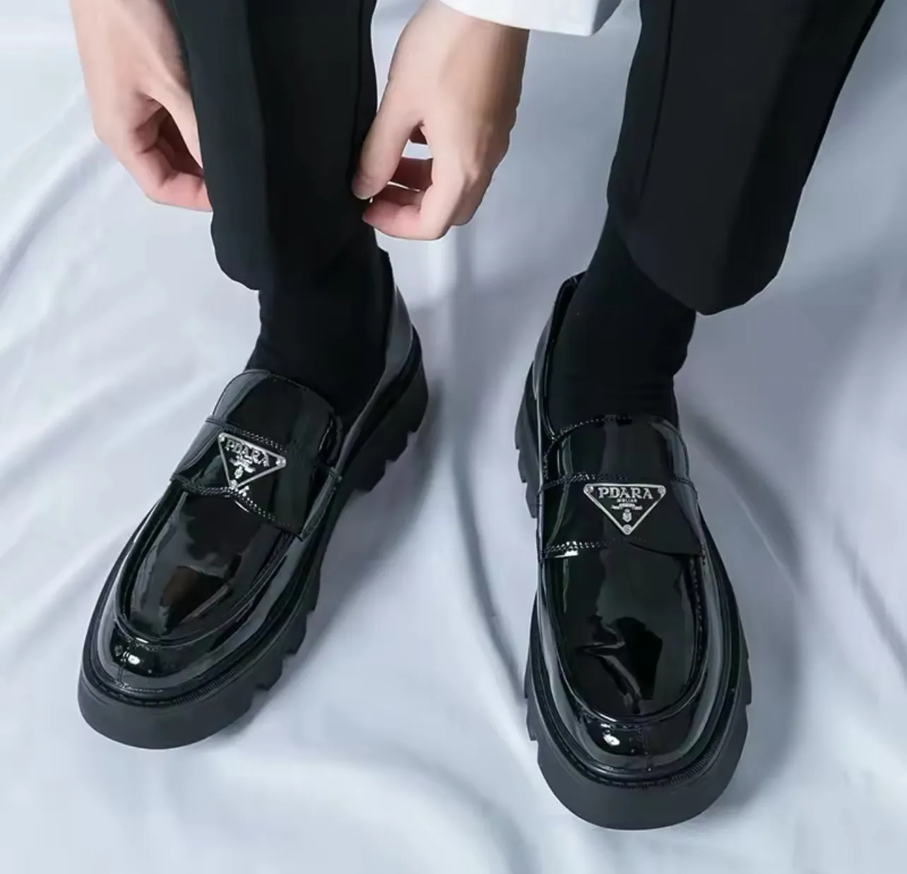 Men's Trendy Leather High Heeled Shoes - 518430