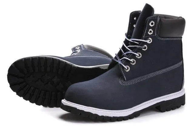 Timberland 6 Inch Nubuck Leather Navy Blue White Breathable Vent Tech Boots