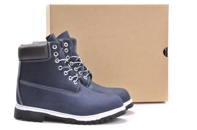 Timberland 6 Inch Nubuck Leather Navy Blue White Breathable Vent Tech Boots