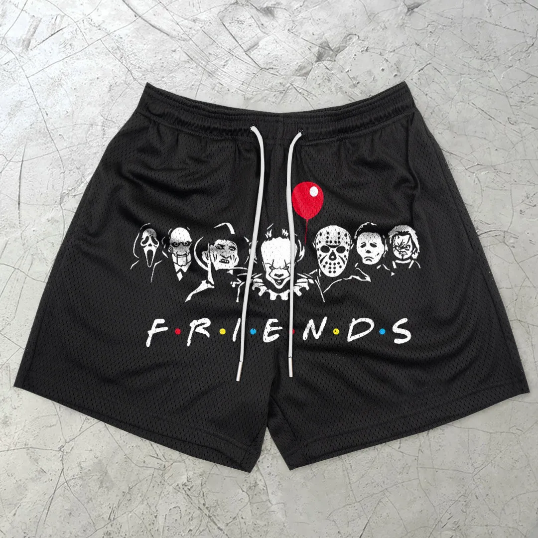 Vintage Devil Casual Mesh Print Shorts