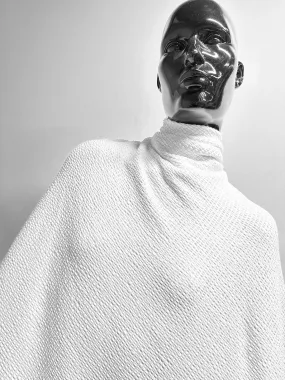White Cotton Seersucker Knit Jersey